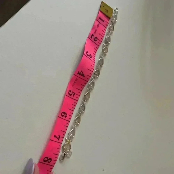 Silver  925 duo tone silver bracelet 8” - Picture 5 of 5